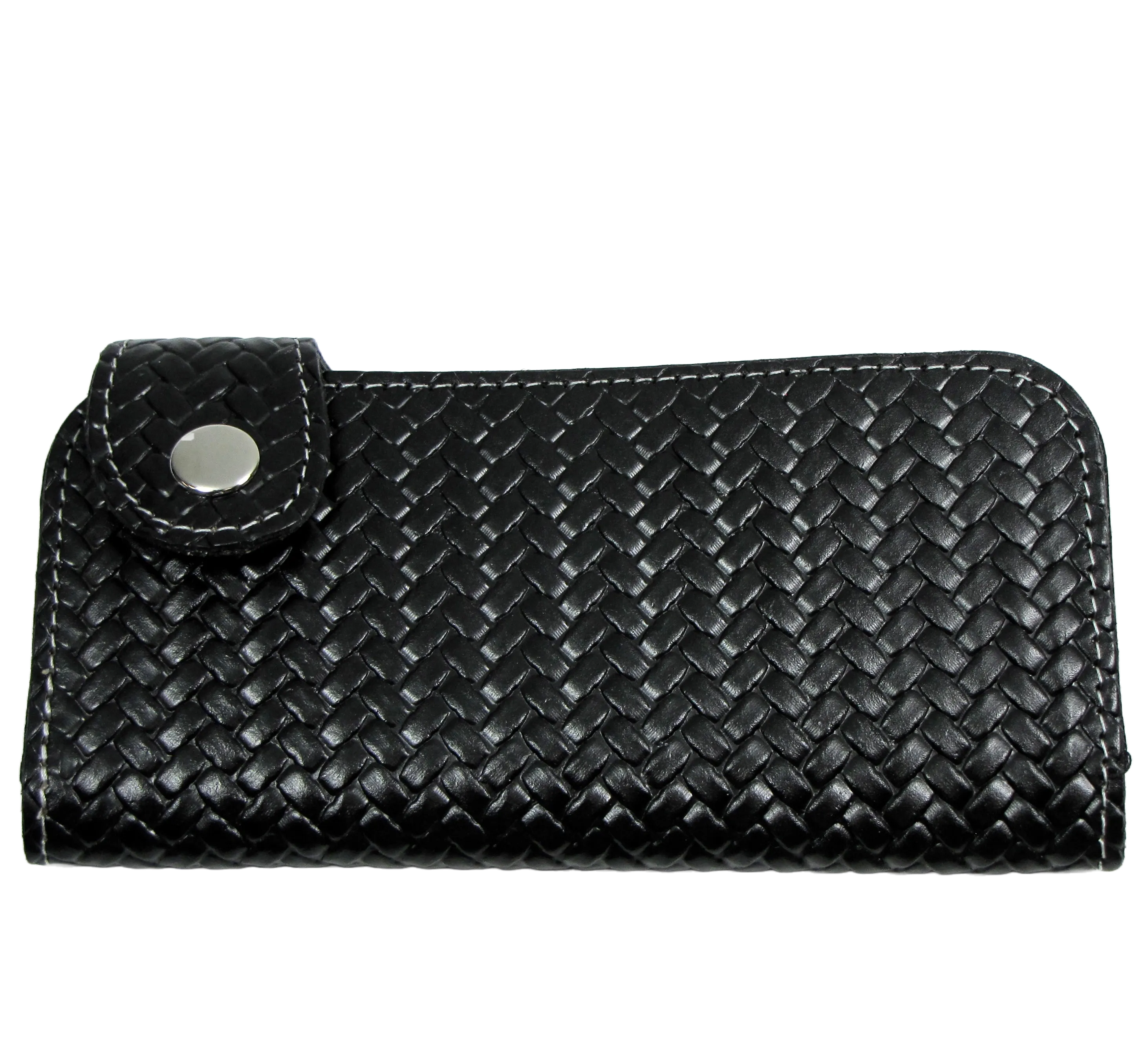 BK475 - Side Snap Black Roper Wallet - Basket Weave