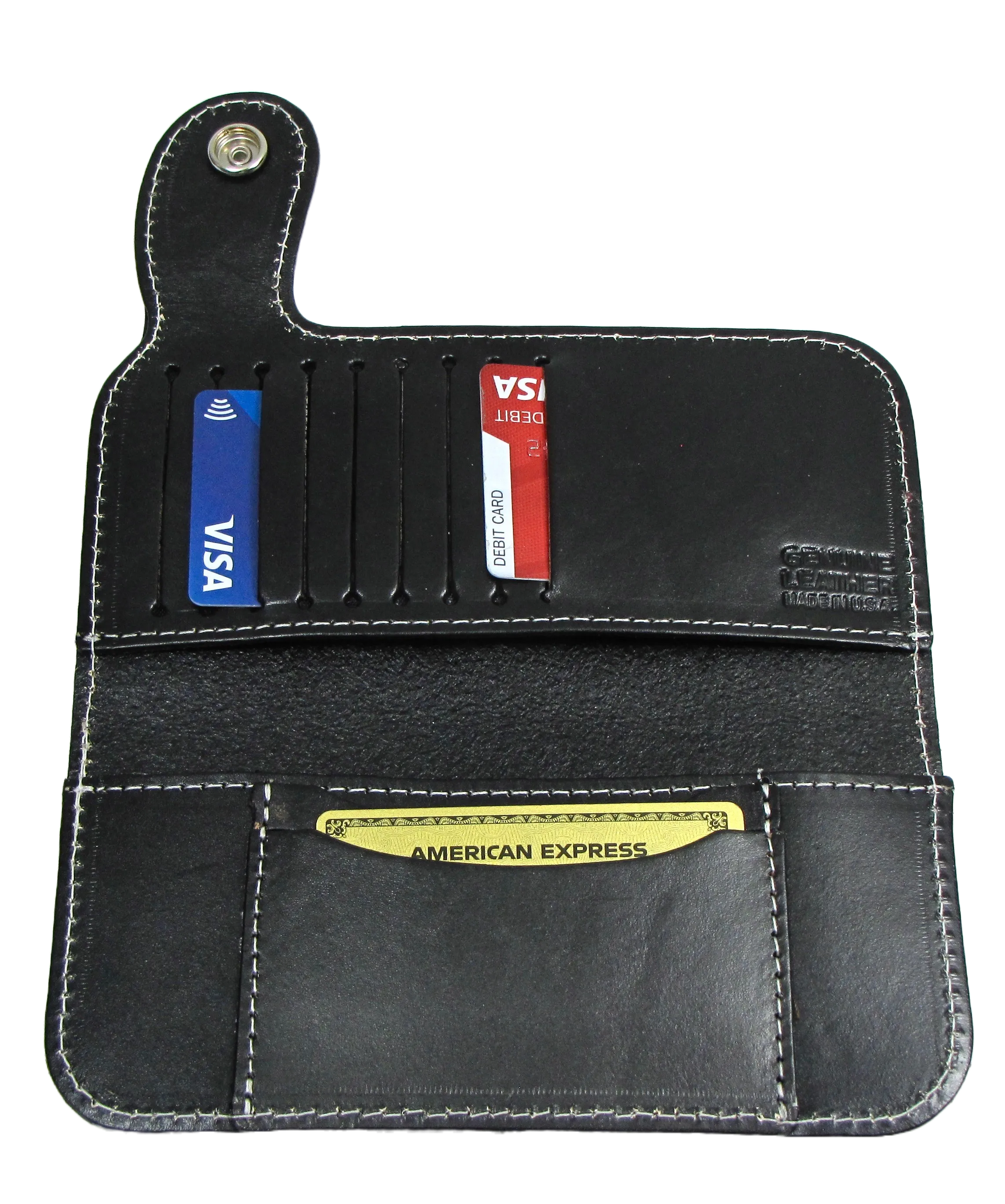 BK475 - Side Snap Black Roper Wallet - Basket Weave