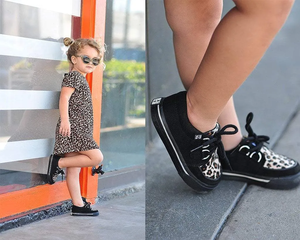 Black & Leopard 2-Ring Creeper Toddler Sneaker