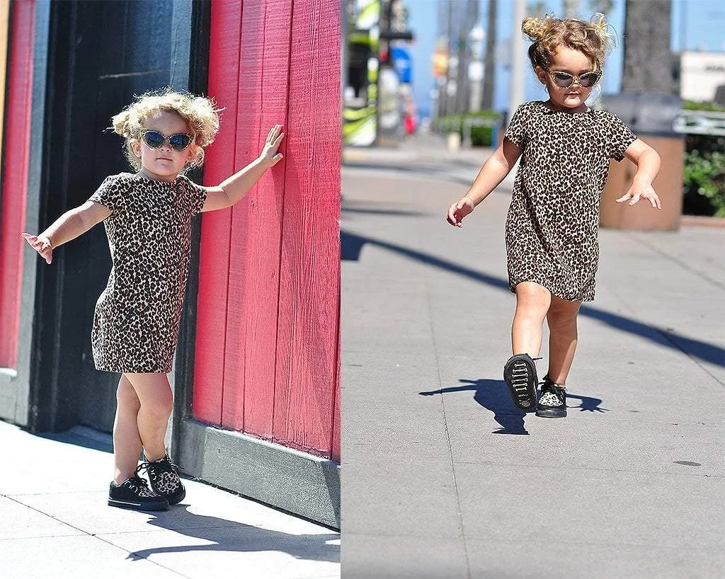Black & Leopard 2-Ring Creeper Toddler Sneaker