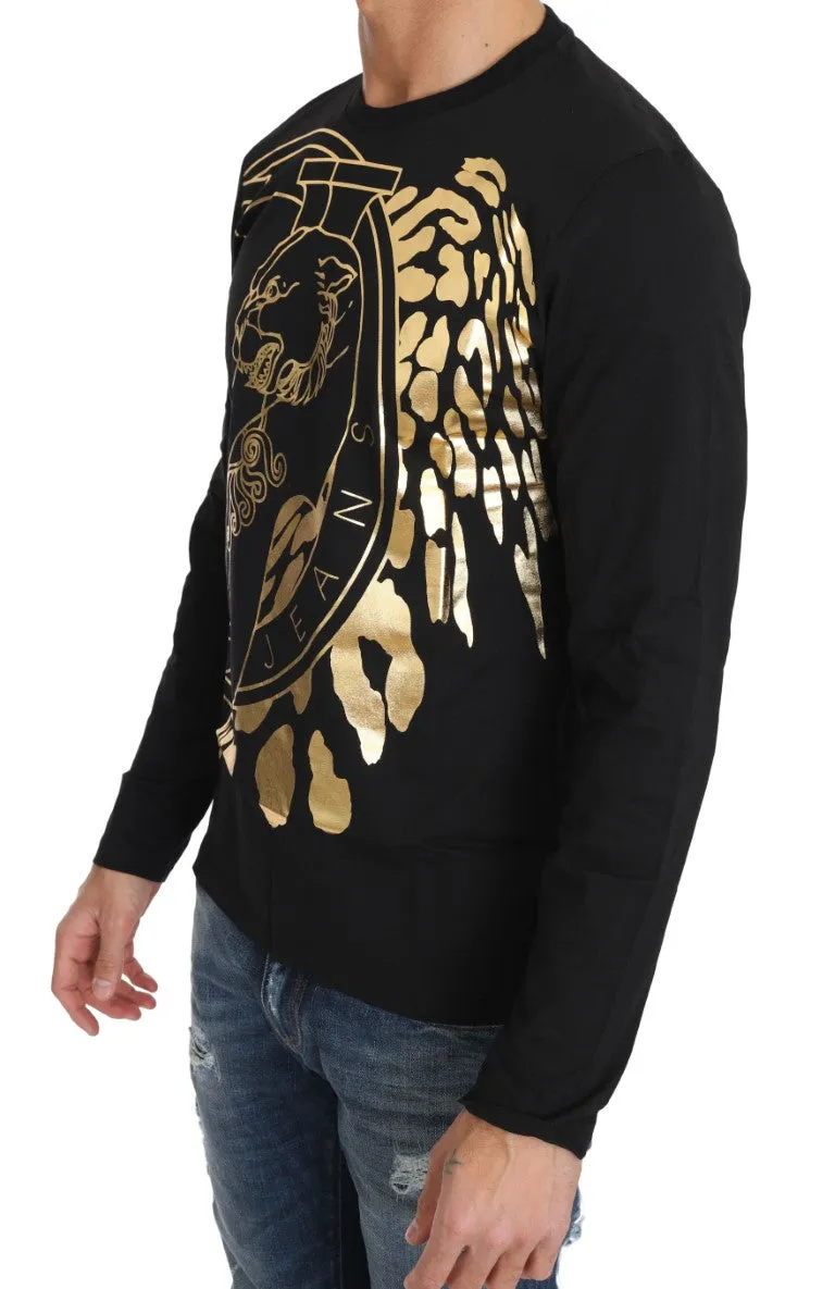 Black Cotton Gold Tiger Crewneck Pullover