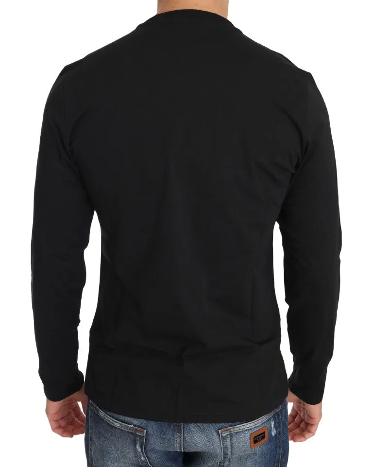 Black Cotton Gold Tiger Crewneck Pullover