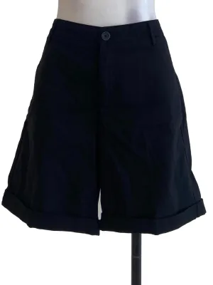 Black Cuffed Bermuda Short Pants