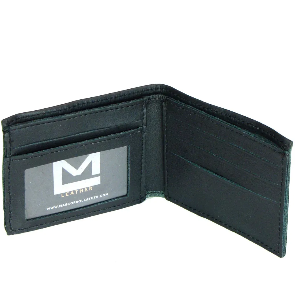 Black Oil Tanned Leather Slim Bi-Fold Wallet w/ Fucker Text