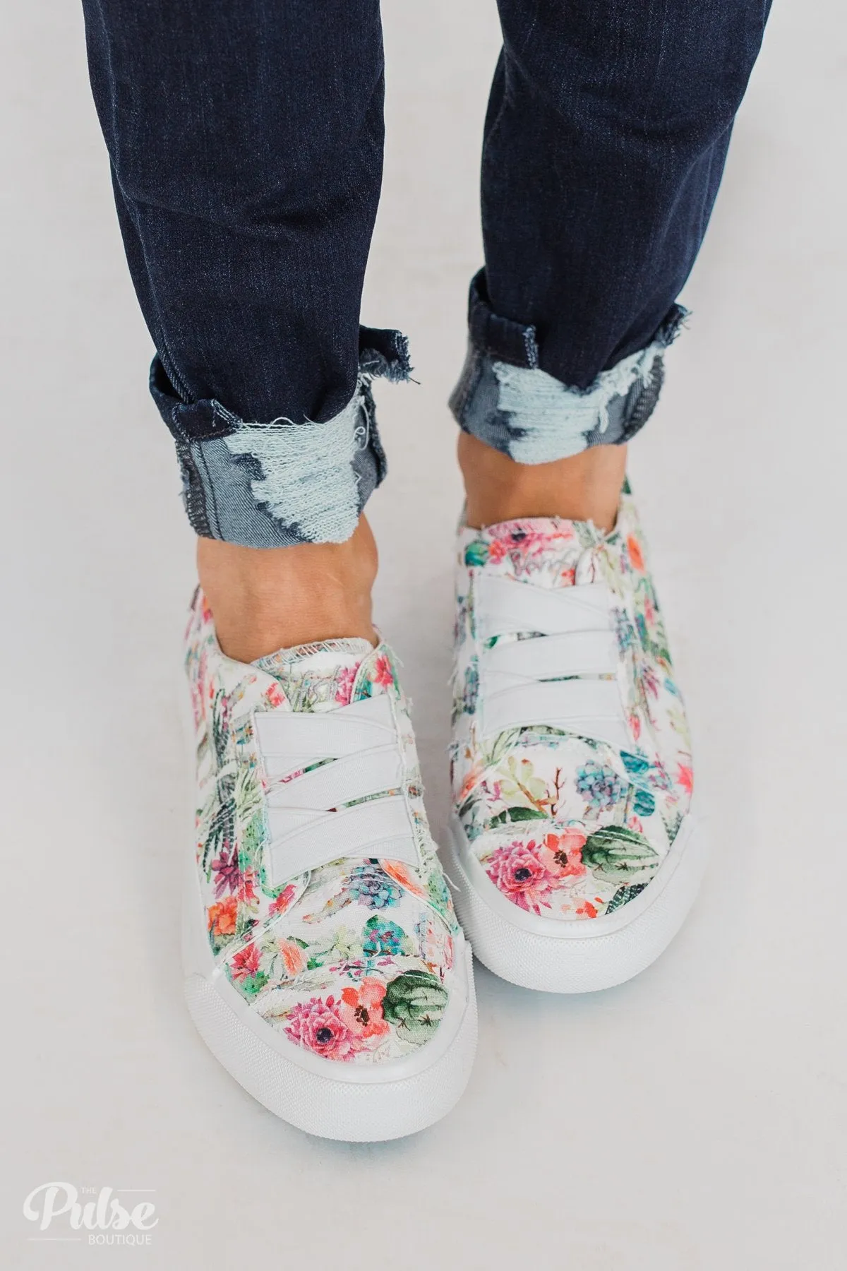 Blowfish Marley Sneakers- Off White Cactus Flower Print