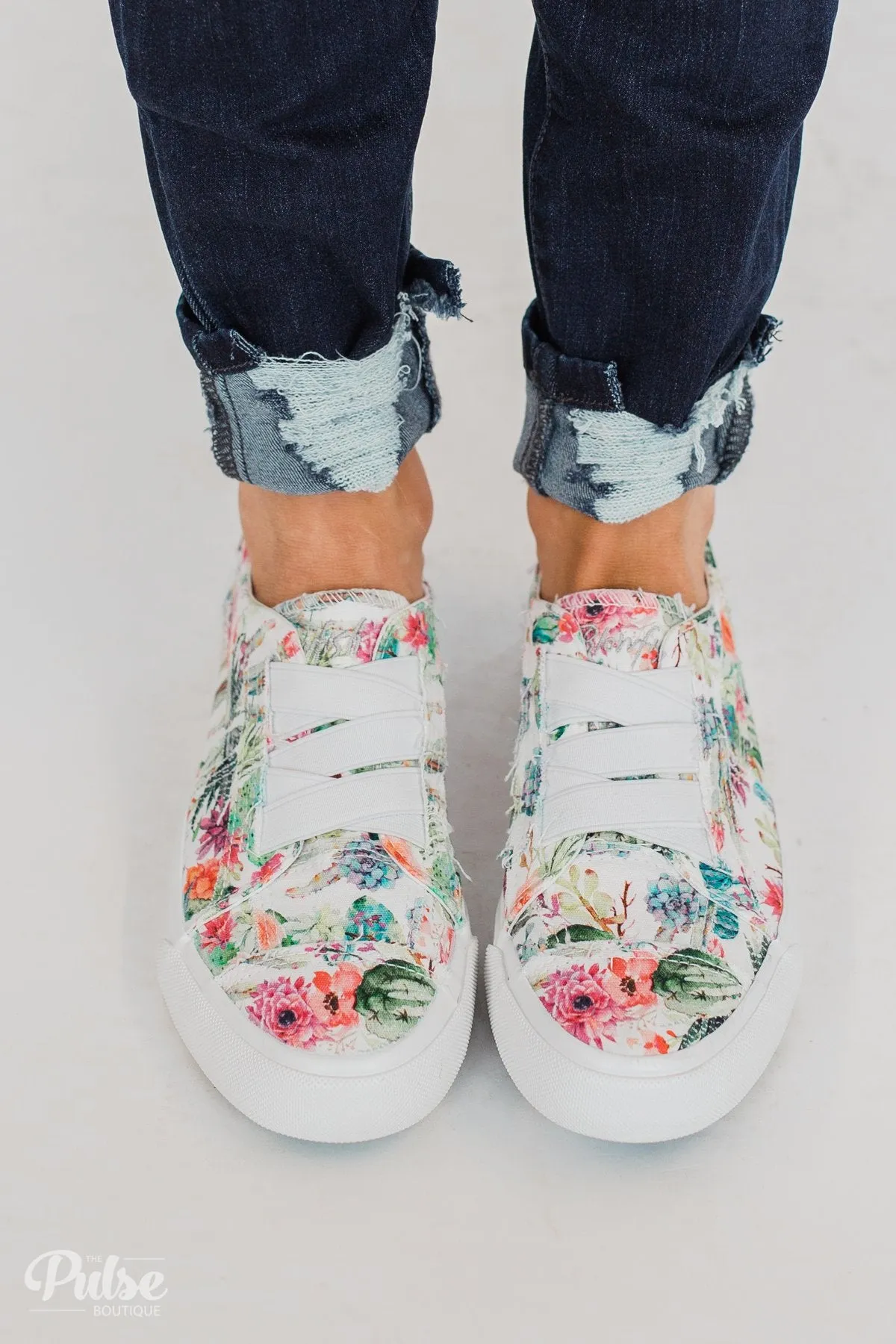Blowfish Marley Sneakers- Off White Cactus Flower Print