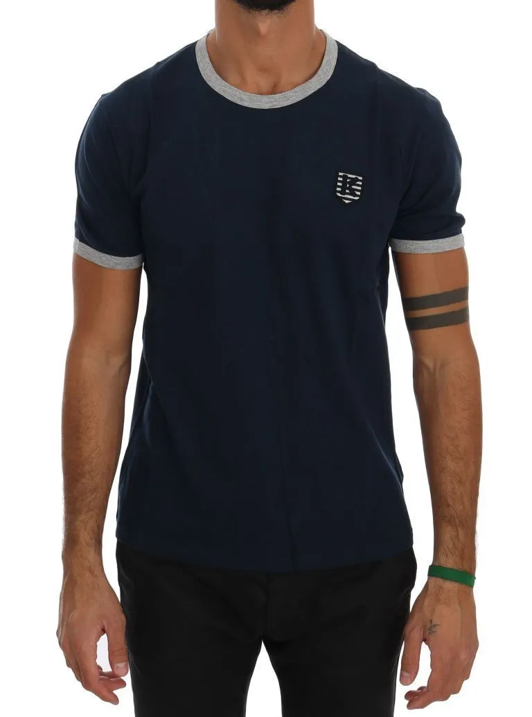 Blue Cotton Crewneck T-Shirt