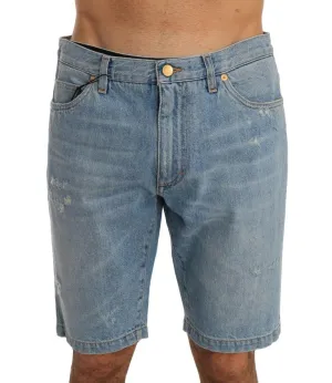 Blue Cotton Denim Shorts