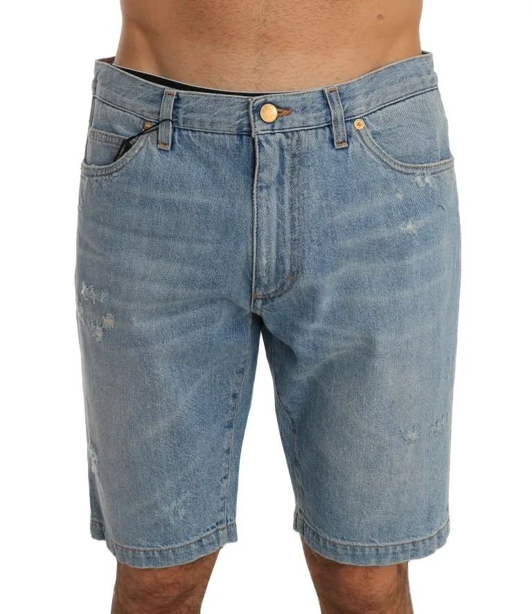 Blue Cotton Denim Shorts