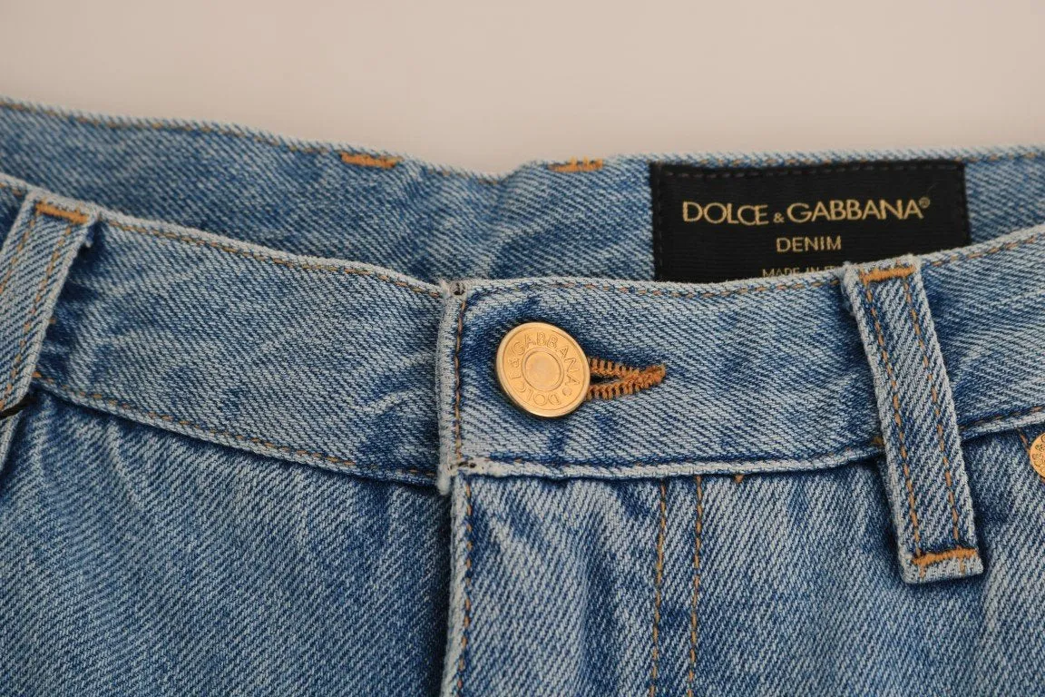 Blue Cotton Denim Shorts