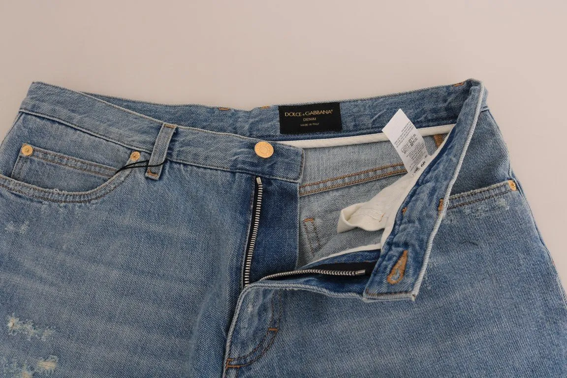 Blue Cotton Denim Shorts