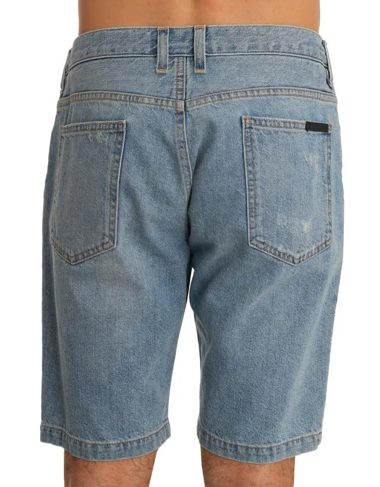 Blue Cotton Denim Shorts