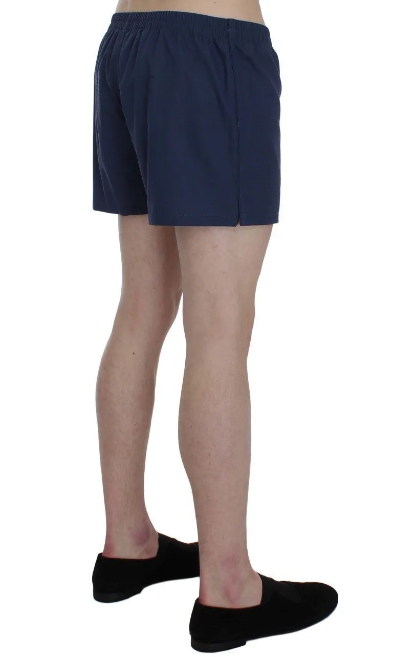 Blue Cotton Pajama Shorts