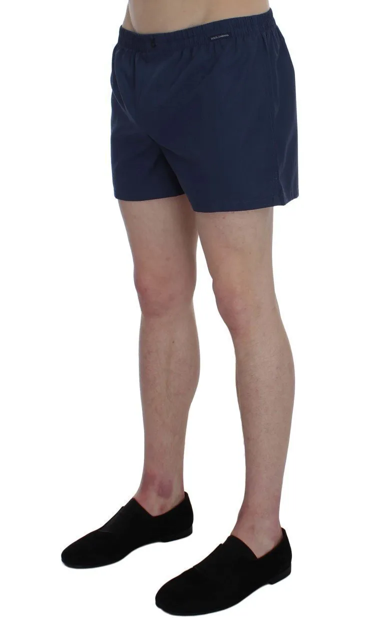 Blue Cotton Pajama Shorts