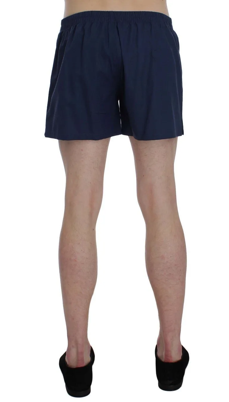 Blue Cotton Pajama Shorts