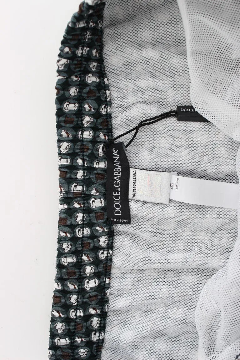 Blue Hat Print Cotton Pajama Shorts