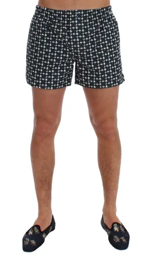 Blue Hat Print Cotton Pajama Shorts