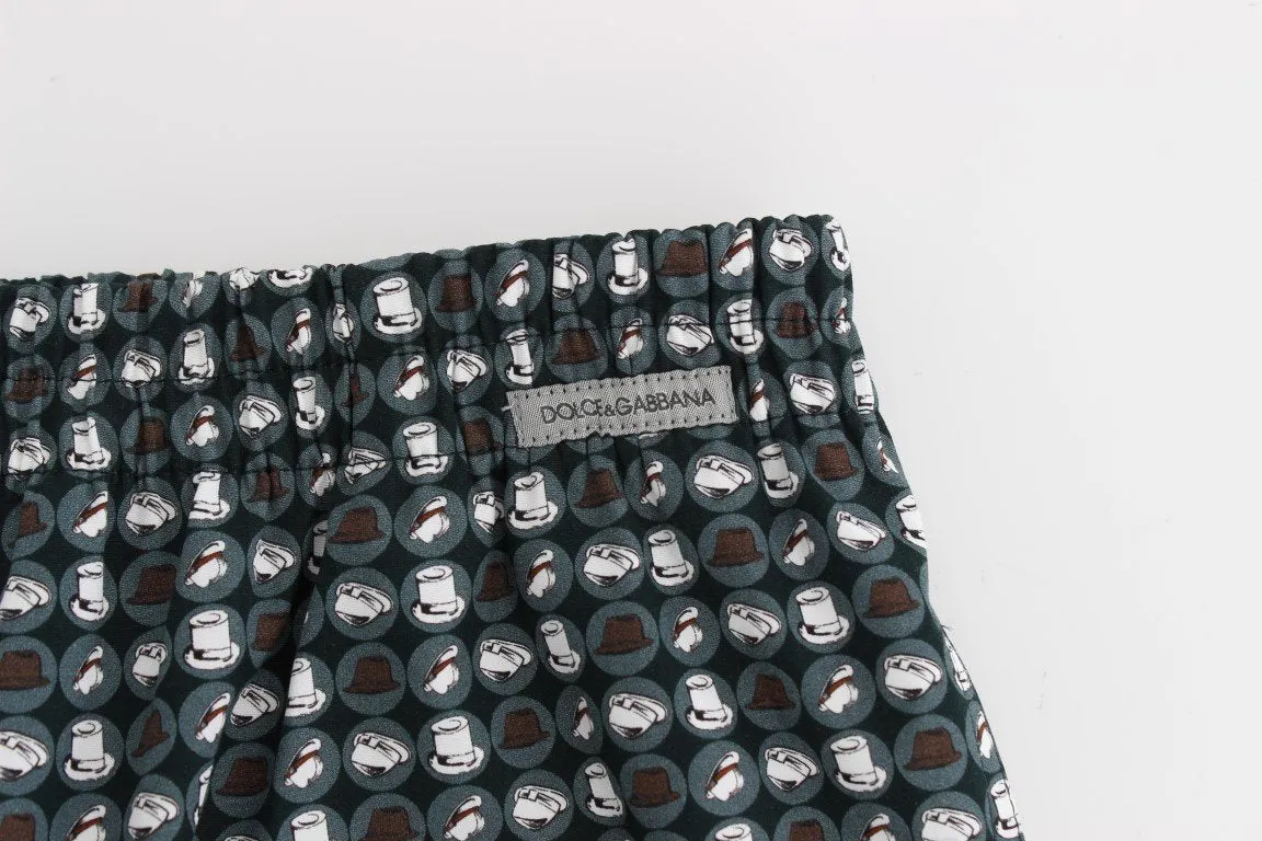 Blue Hat Print Cotton Pajama Shorts