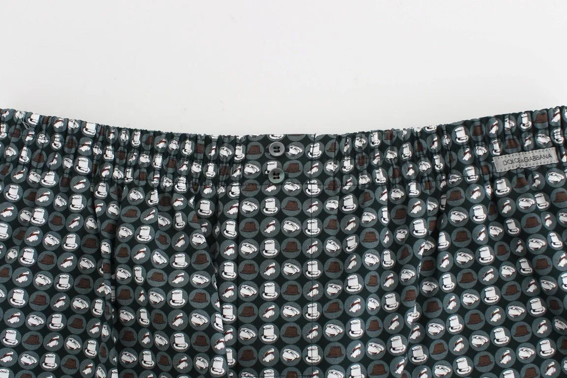 Blue Hat Print Cotton Pajama Shorts