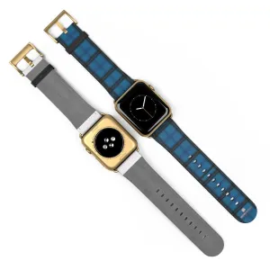 Blue Plaid Apple Watch Band, Plaid Tartan Print 38mm/42mm Watch Band- Made in USA