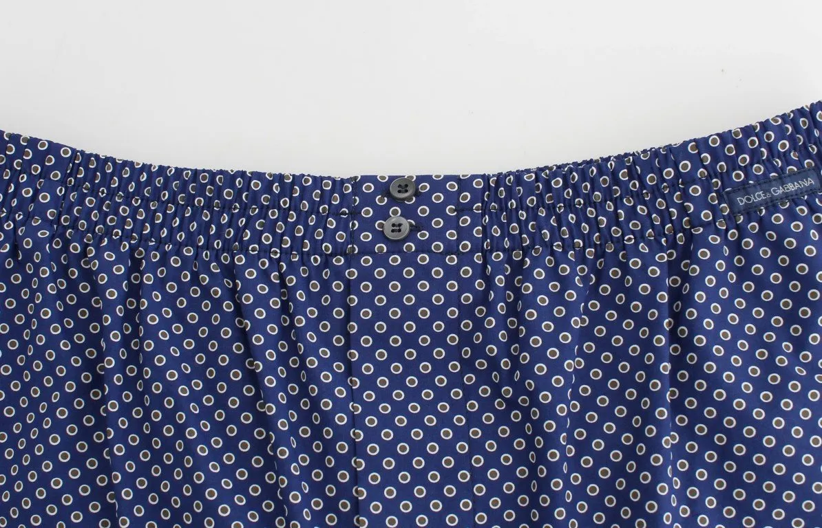 Blue Print Cotton Pajama Shorts