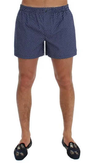 Blue Print Cotton Pajama Shorts