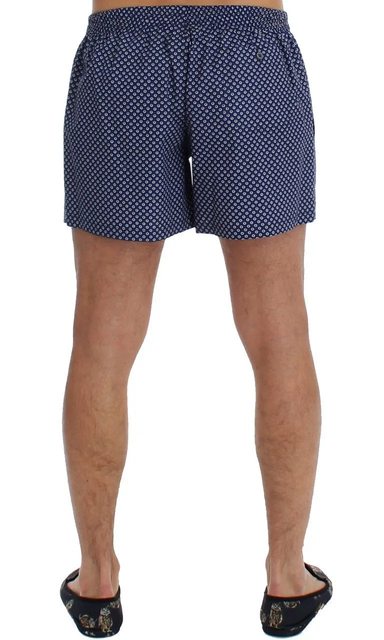 Blue Print Cotton Pajama Shorts