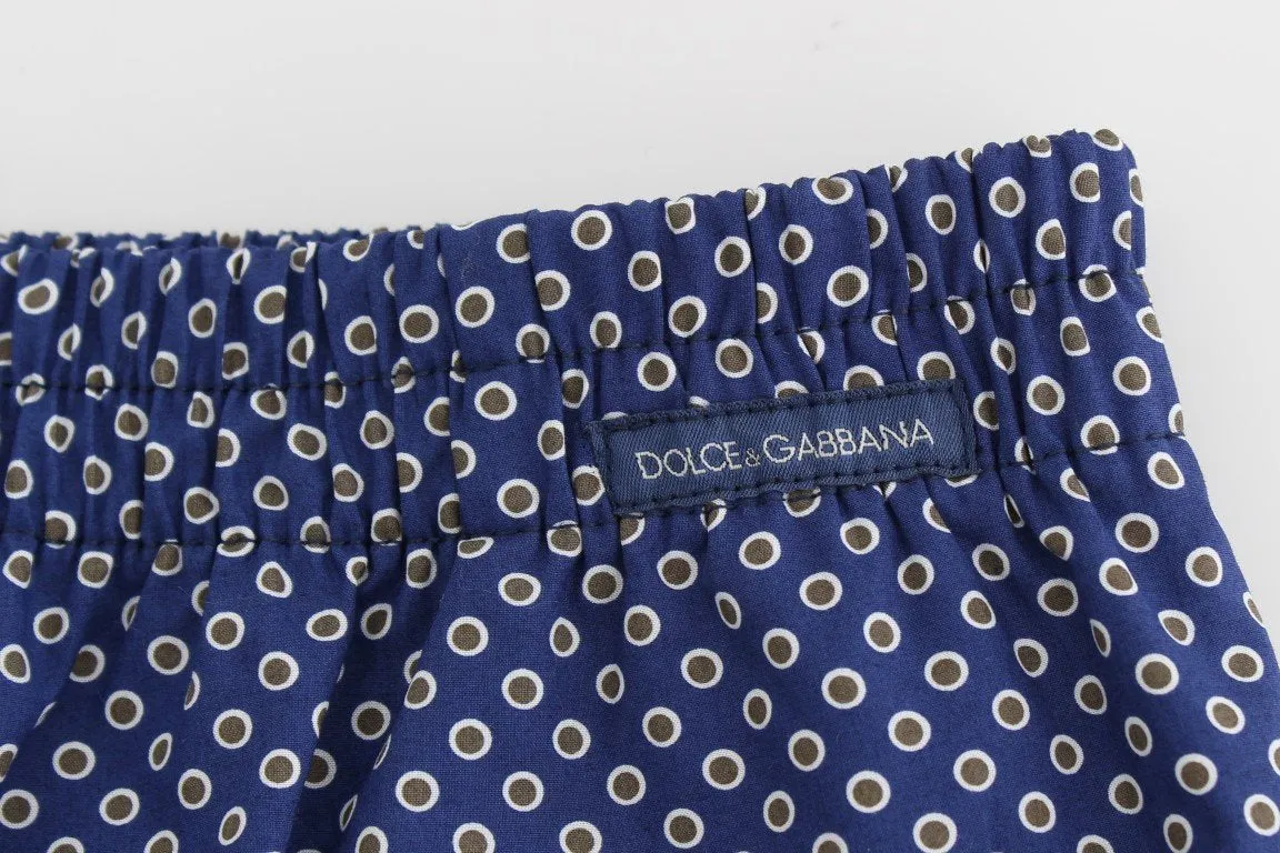 Blue Print Cotton Pajama Shorts