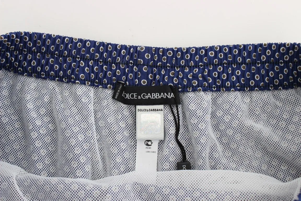 Blue Print Cotton Pajama Shorts