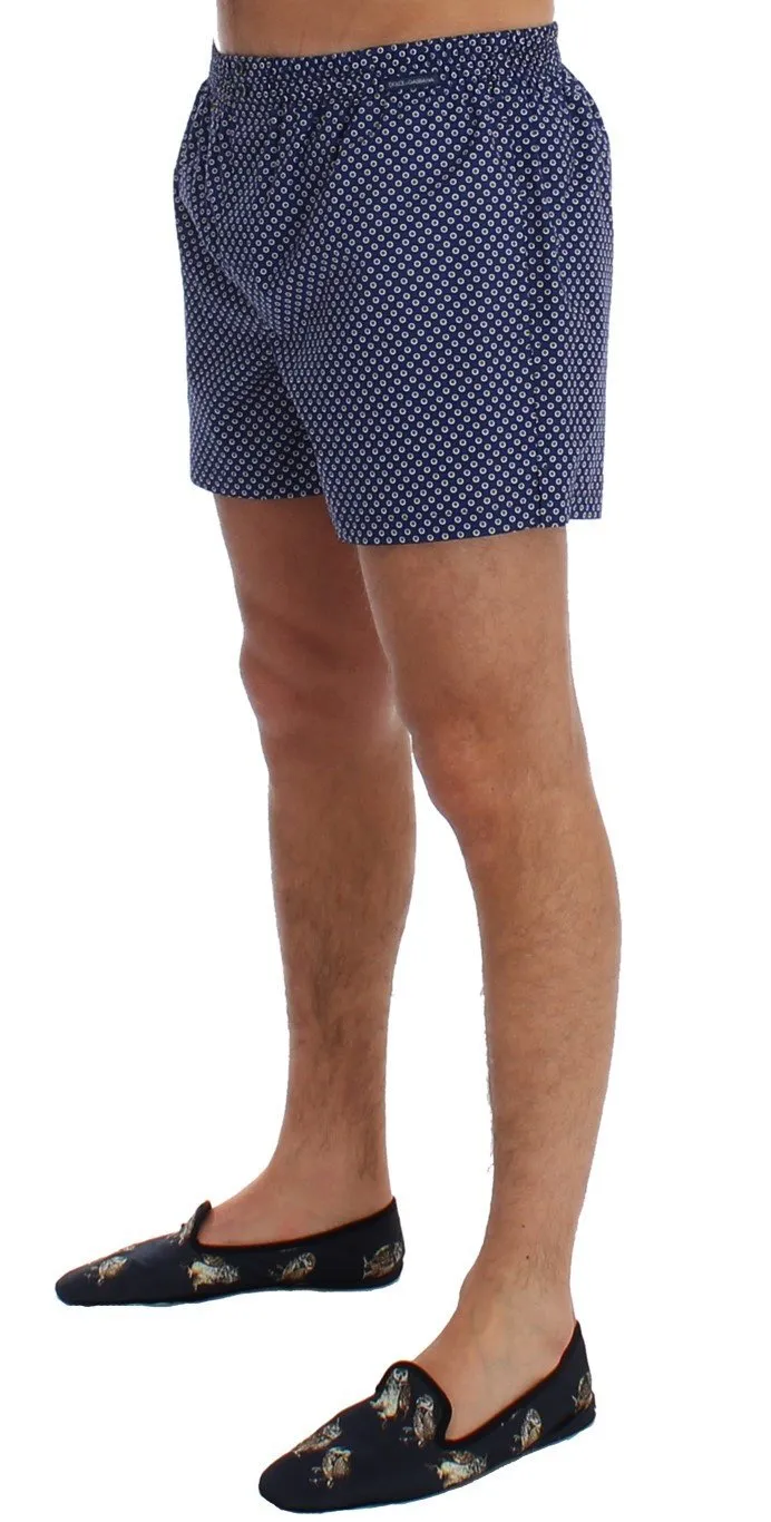Blue Print Cotton Pajama Shorts