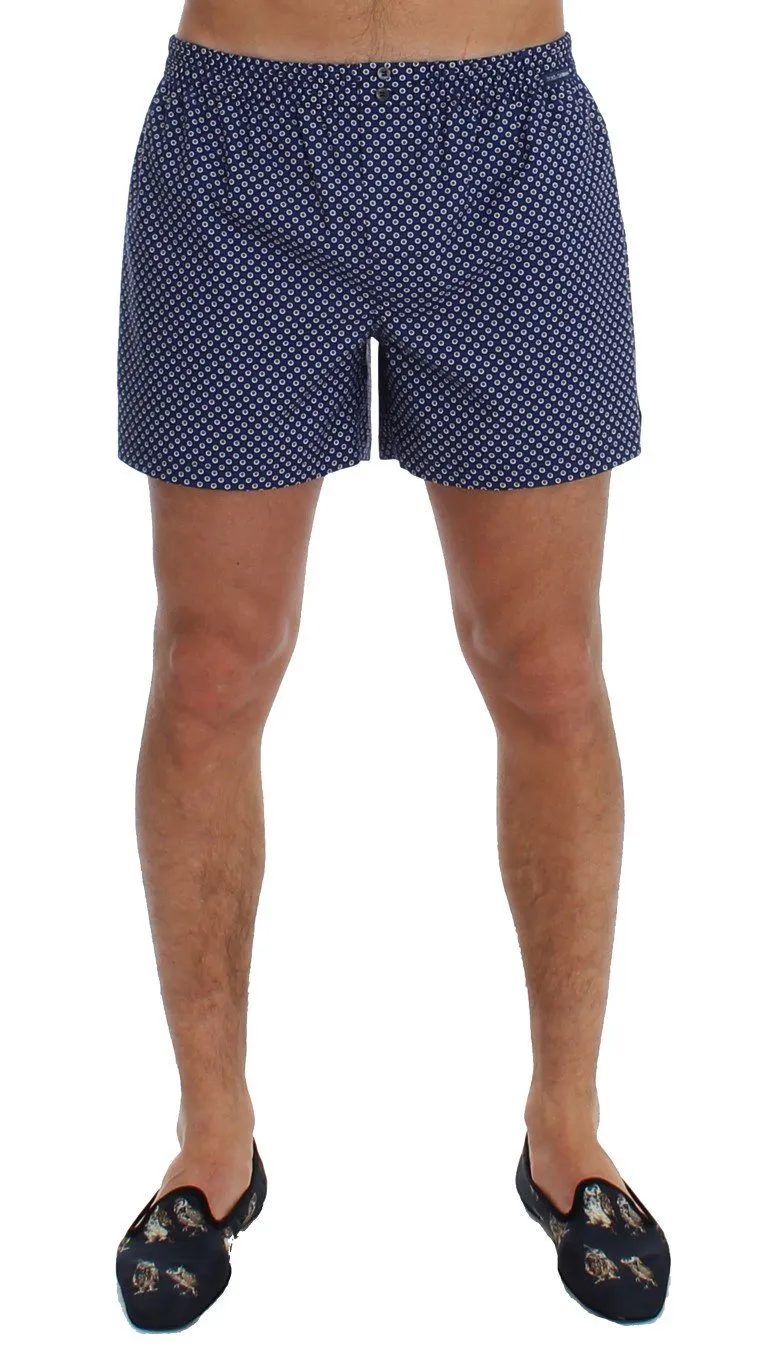 Blue Print Cotton Pajama Shorts