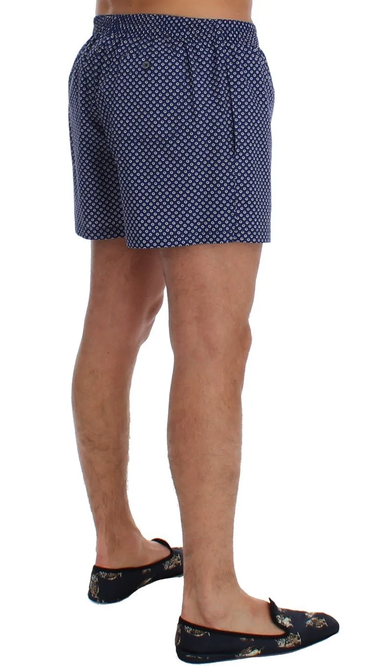Blue Print Cotton Pajama Shorts