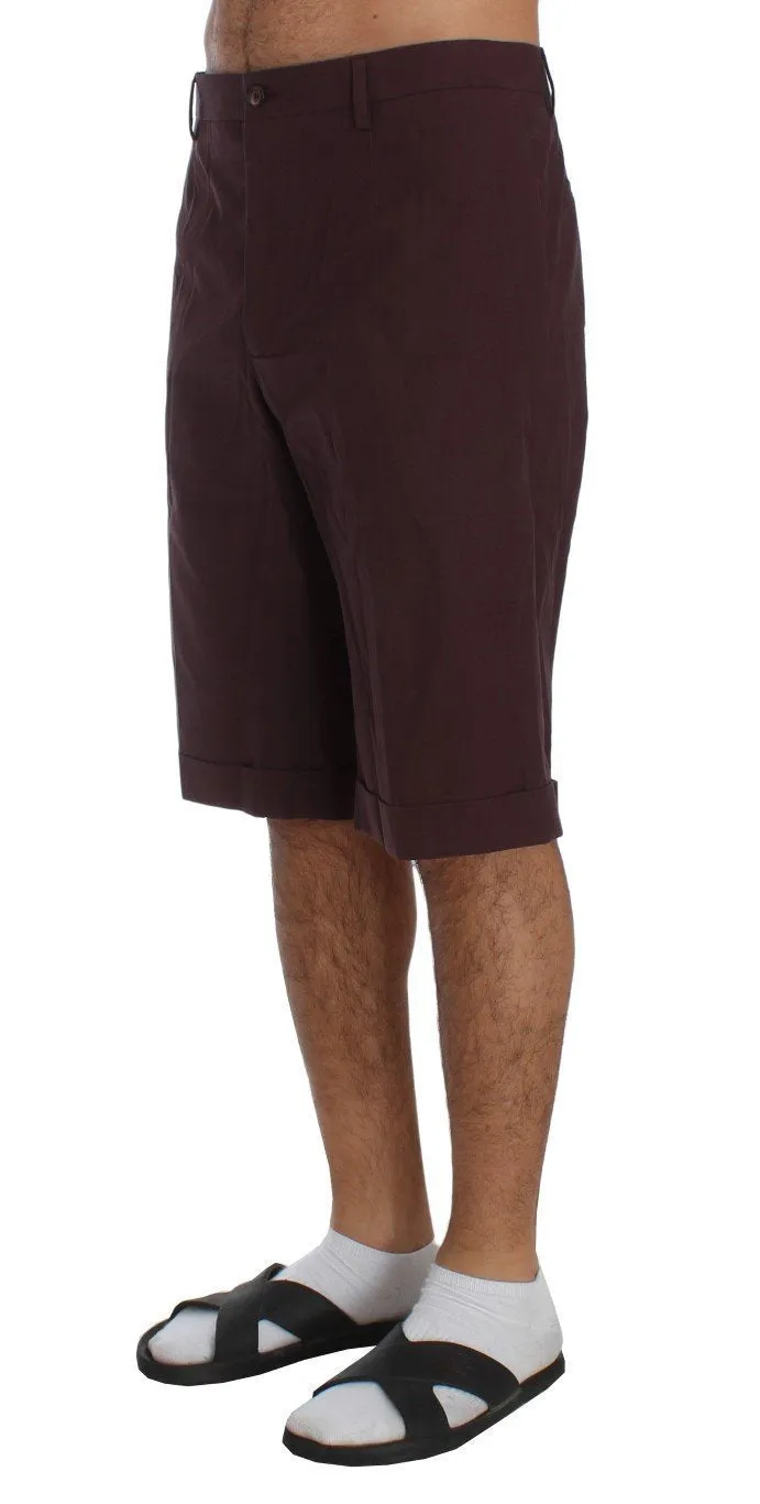 Bordeaux Cotton Knee High Shorts