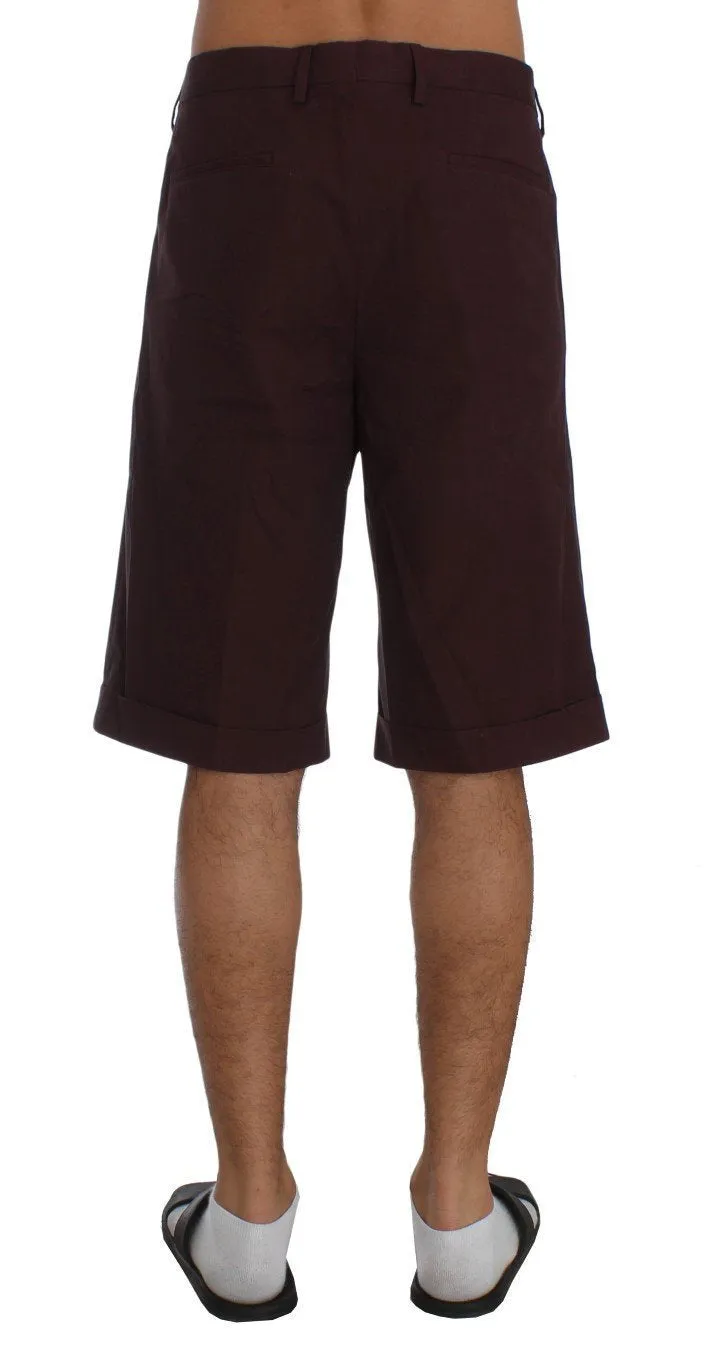 Bordeaux Cotton Knee High Shorts