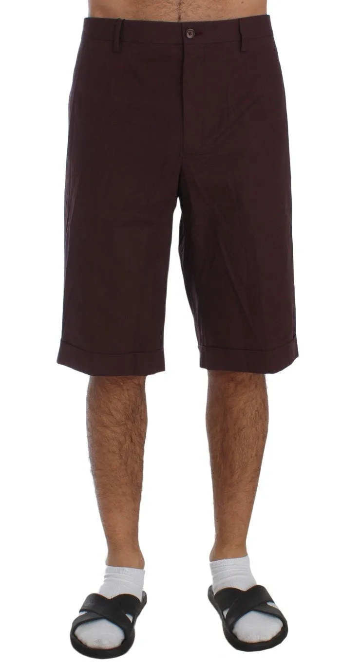 Bordeaux Cotton Knee High Shorts