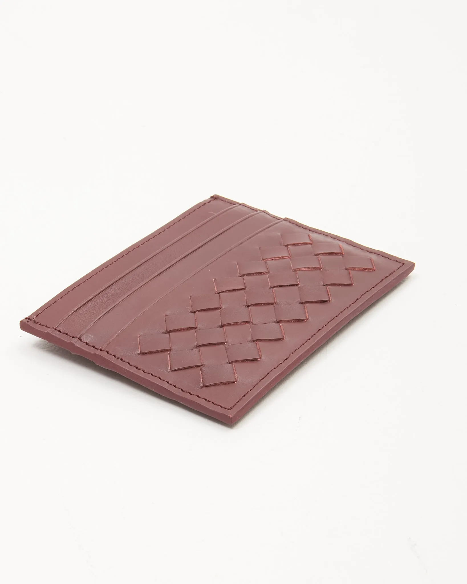 Bottega Veneta Burgundy Intrecciato Leather Card Holder