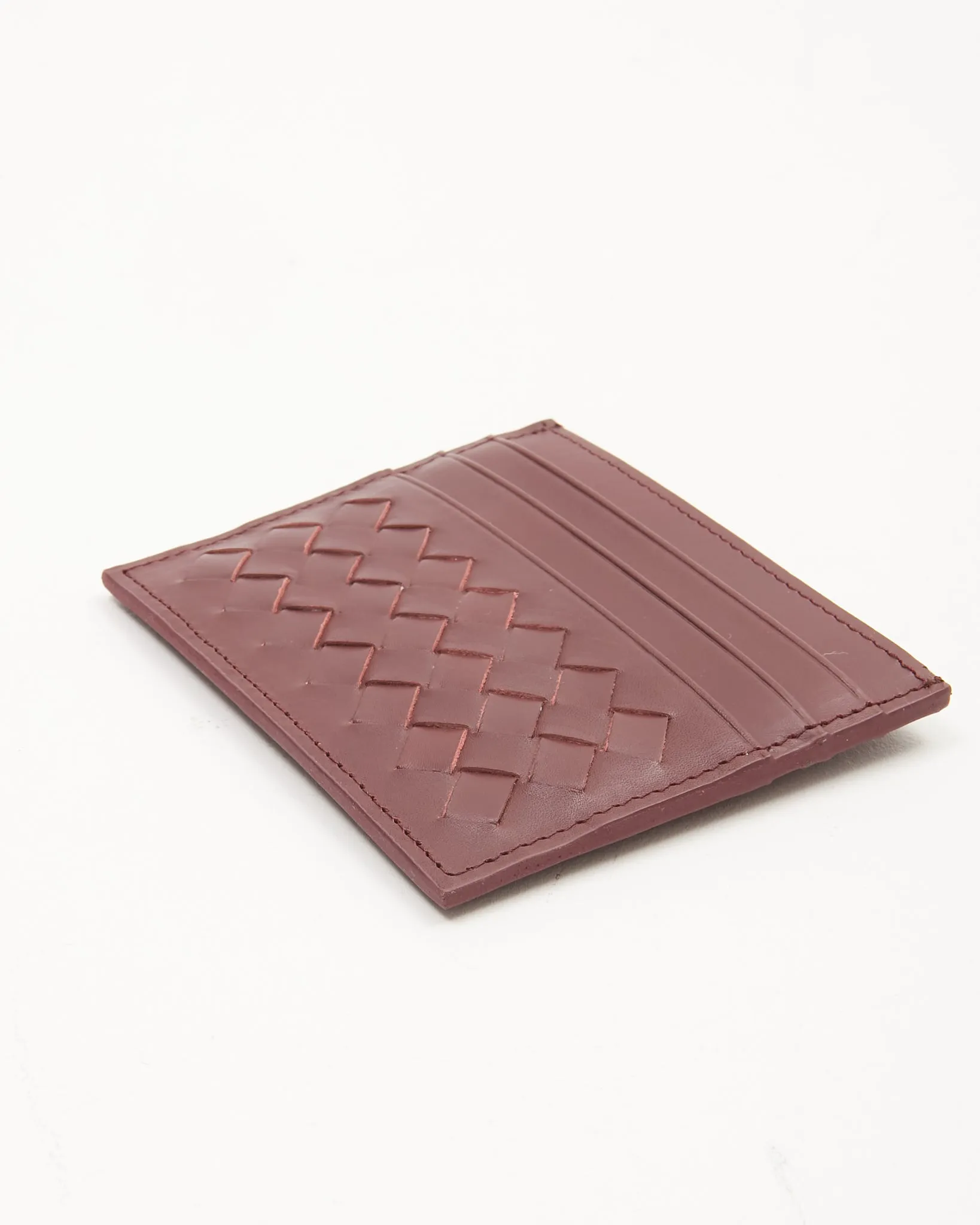 Bottega Veneta Burgundy Intrecciato Leather Card Holder