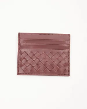 Bottega Veneta Burgundy Intrecciato Leather Card Holder