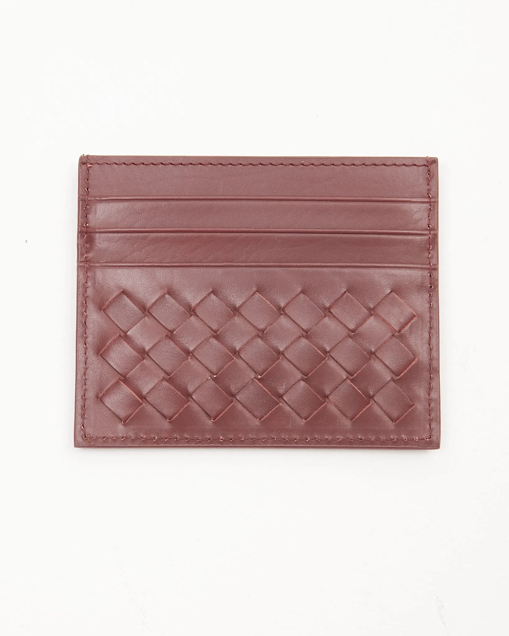 Bottega Veneta Burgundy Intrecciato Leather Card Holder