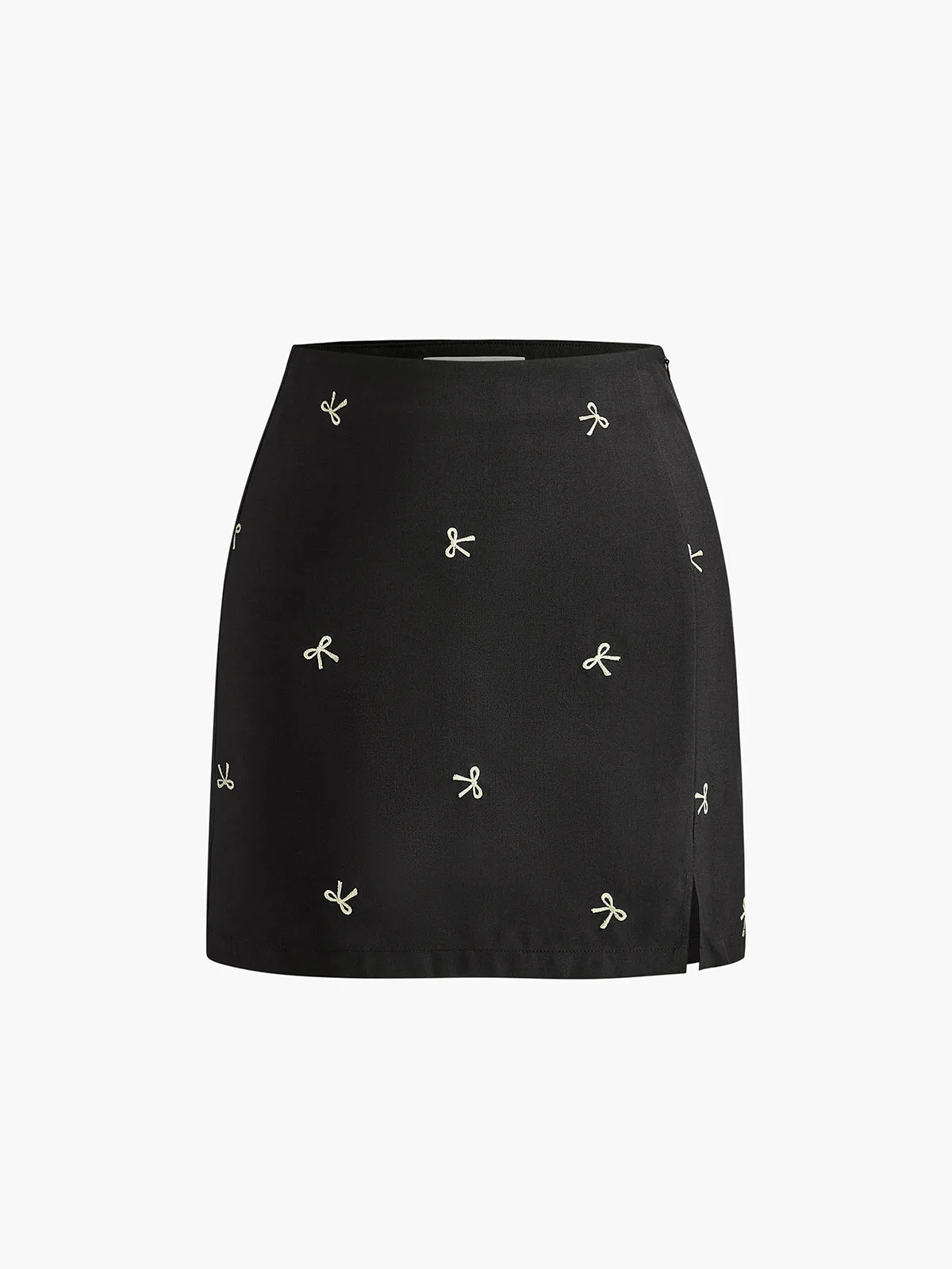Bow Detail Zipper A Line Skirt