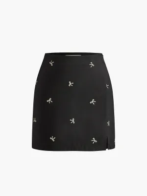 Bow Detail Zipper A Line Skirt