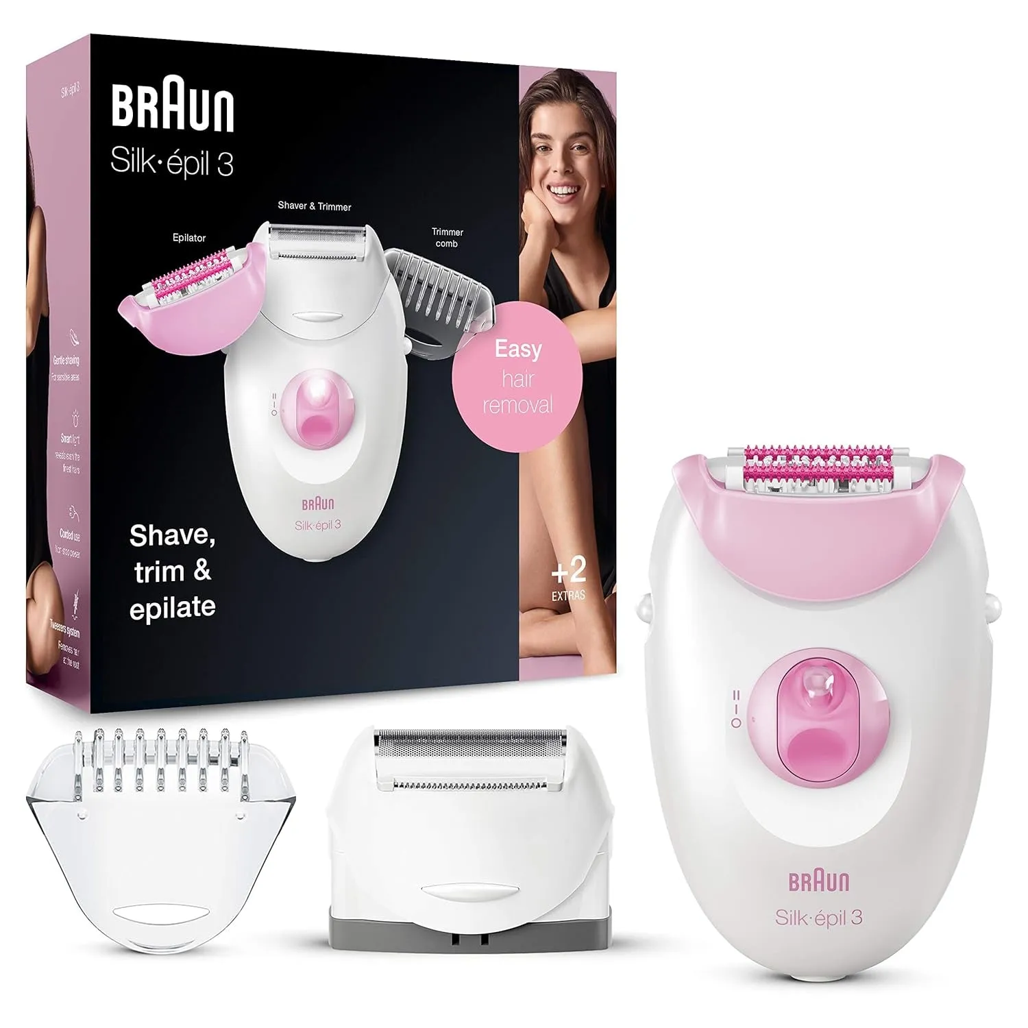 Braun Epilator Silk-Epil 3 3-270, Hair Removal Device, Epilator for Women, Shaver & Trimmer, Hair Removal