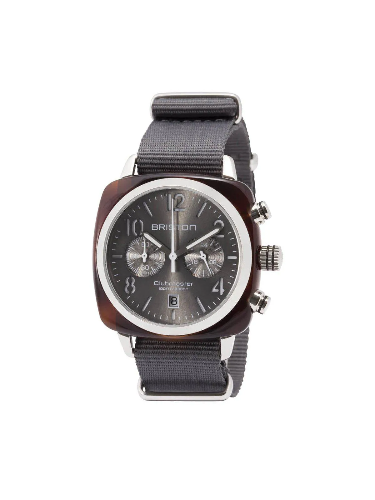 Briston Clubmaster Classic Acetate Chronograph Tortoise Shell Grey Sunray Dial 40mm