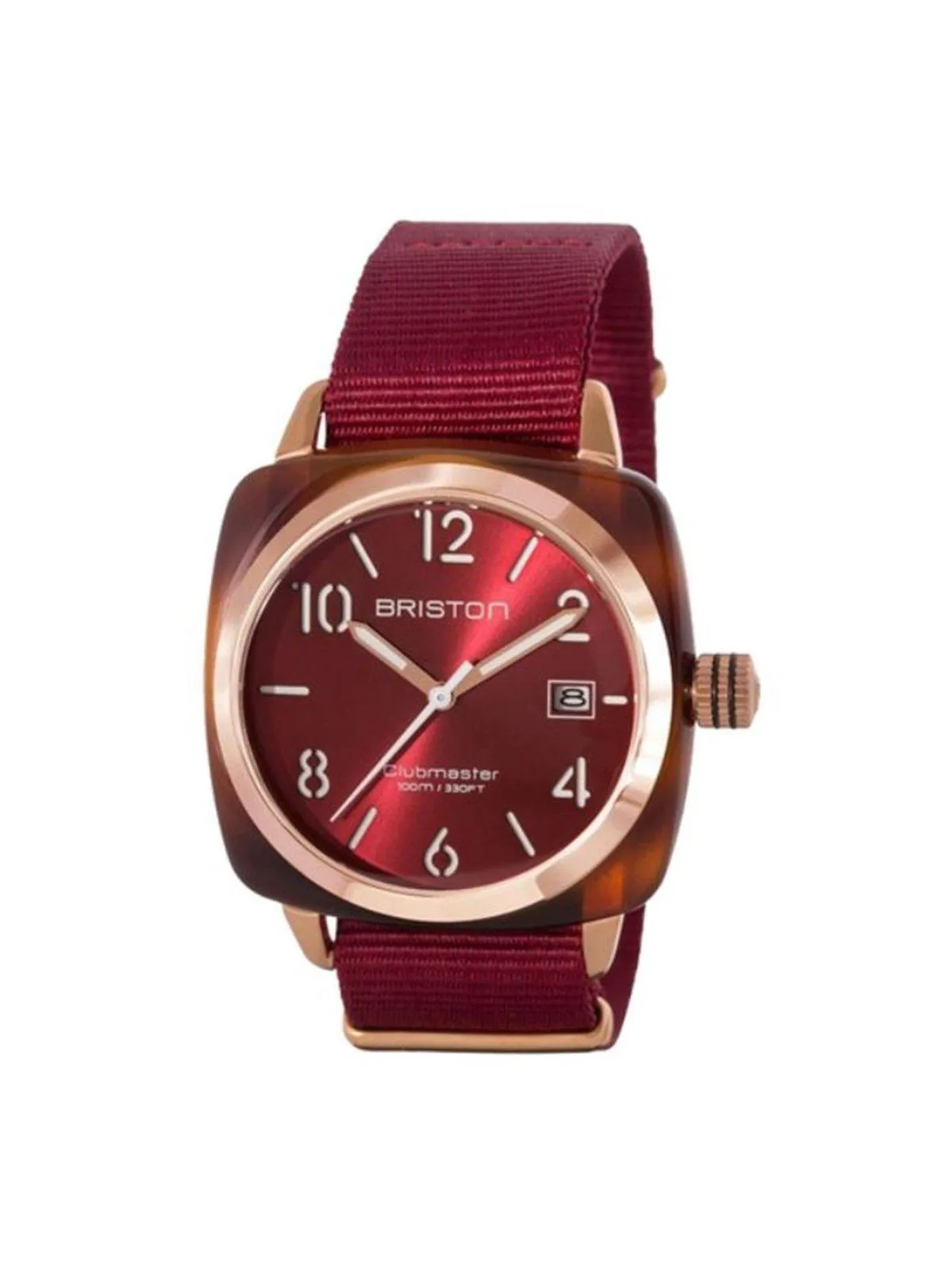 Briston Clubmaster Classic Acetate HMS Gold Red Sunray Dial 40mm