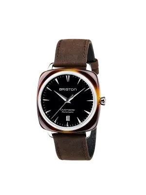 Briston Clubmaster Iconic Acetate Automatic HMS Date Tortoise Shell Black Dial 40mm