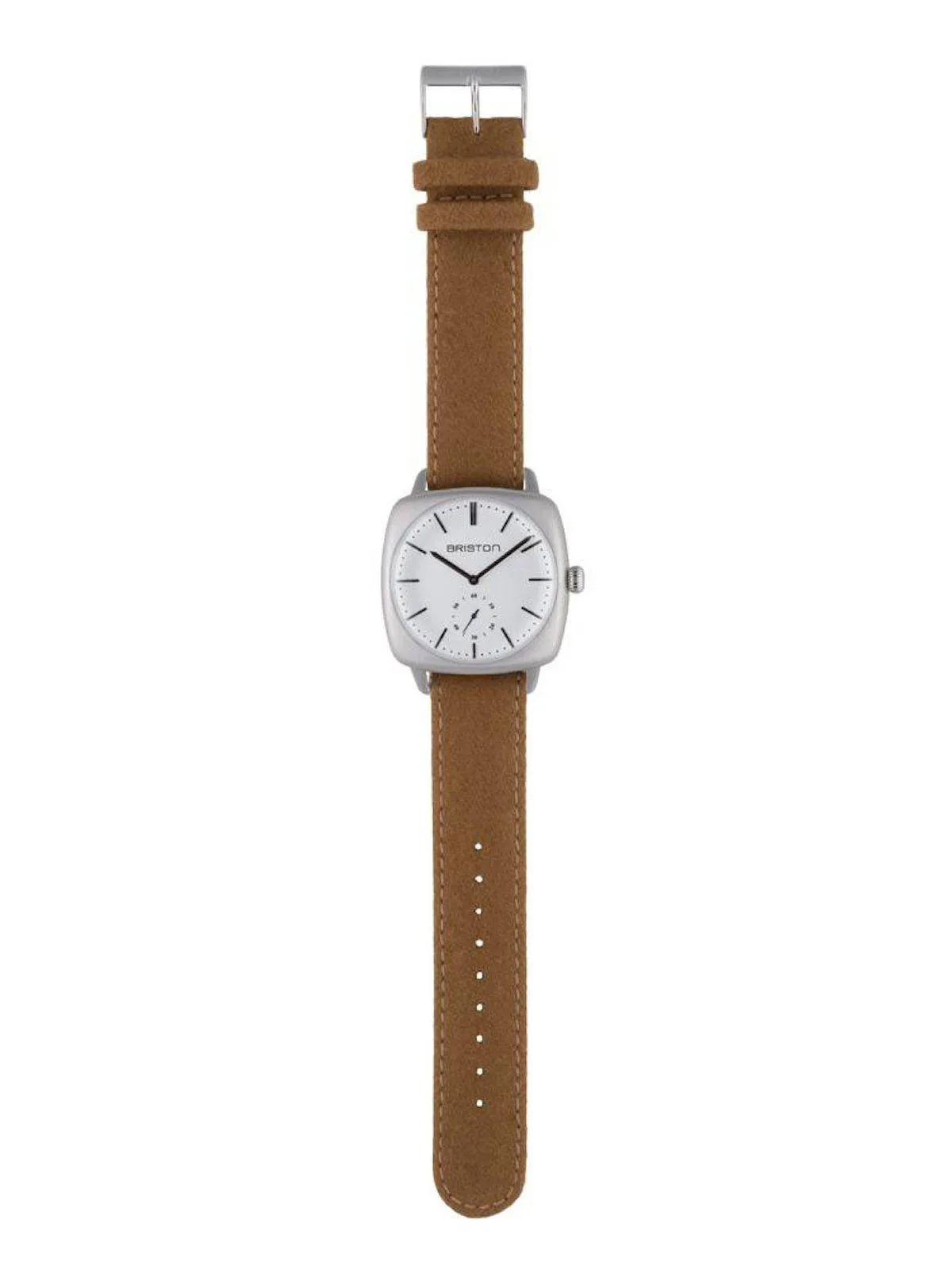 Briston Clubmaster Vintage Brushed Steel Small Second White Dial 40mm