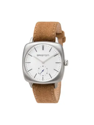 Briston Clubmaster Vintage Brushed Steel Small Second White Dial 40mm