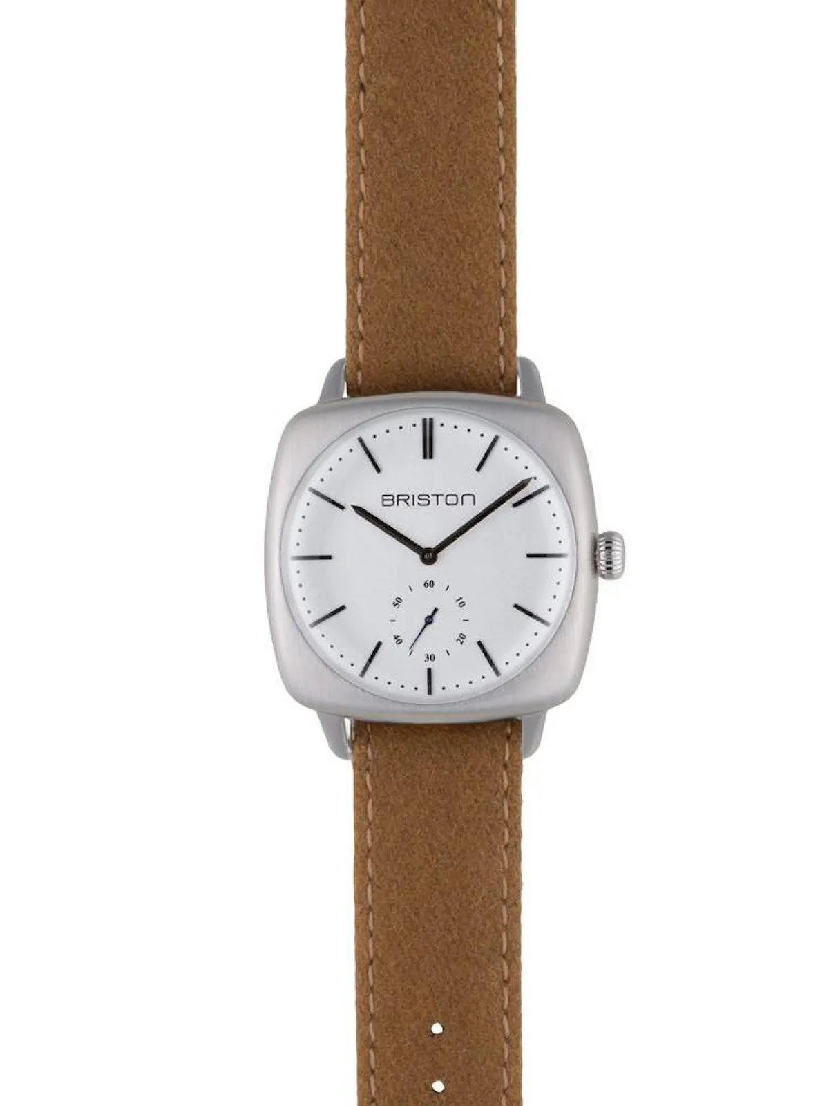 Briston Clubmaster Vintage Brushed Steel Small Second White Dial 40mm