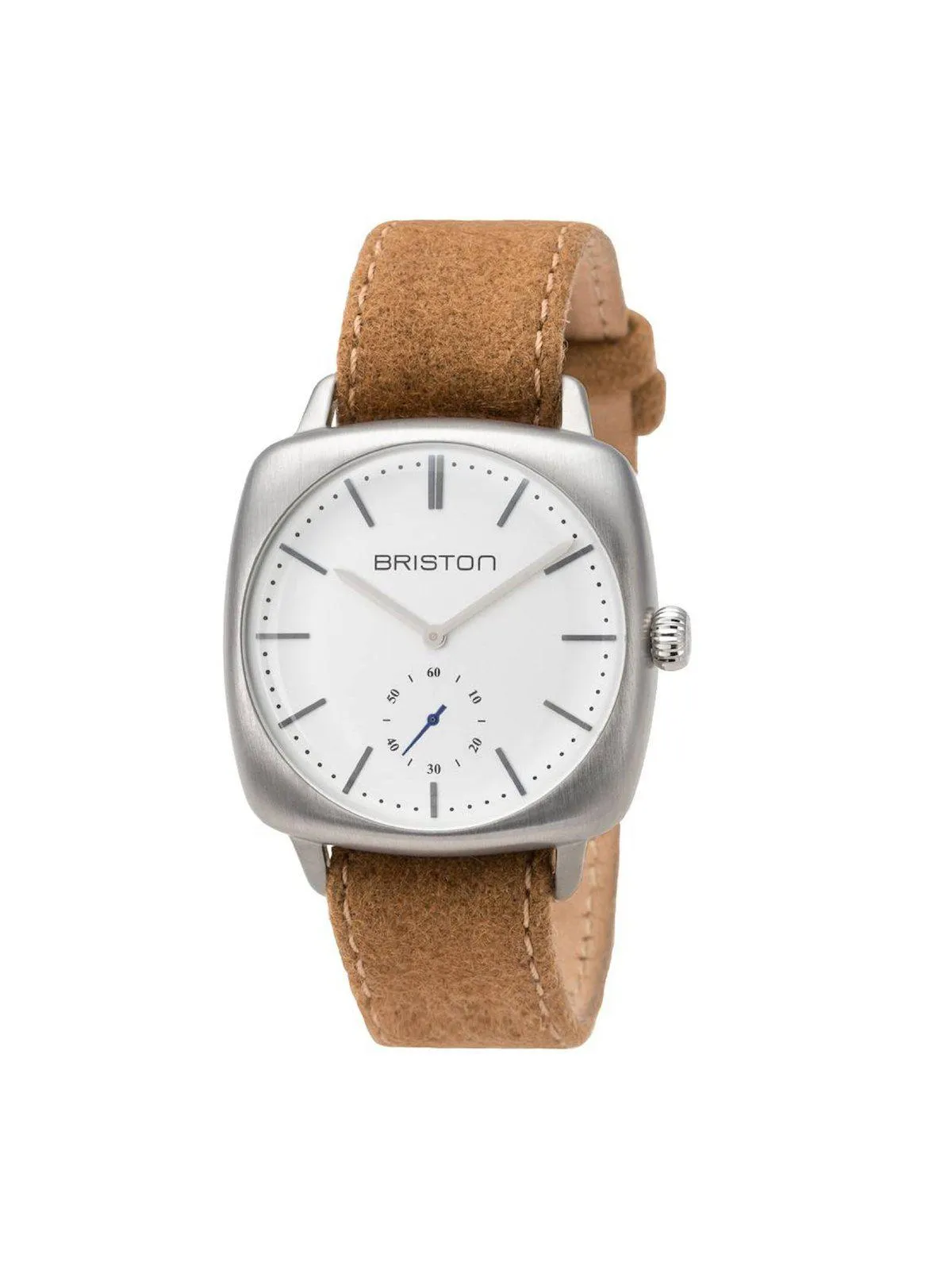 Briston Clubmaster Vintage Brushed Steel Small Second White Dial 40mm