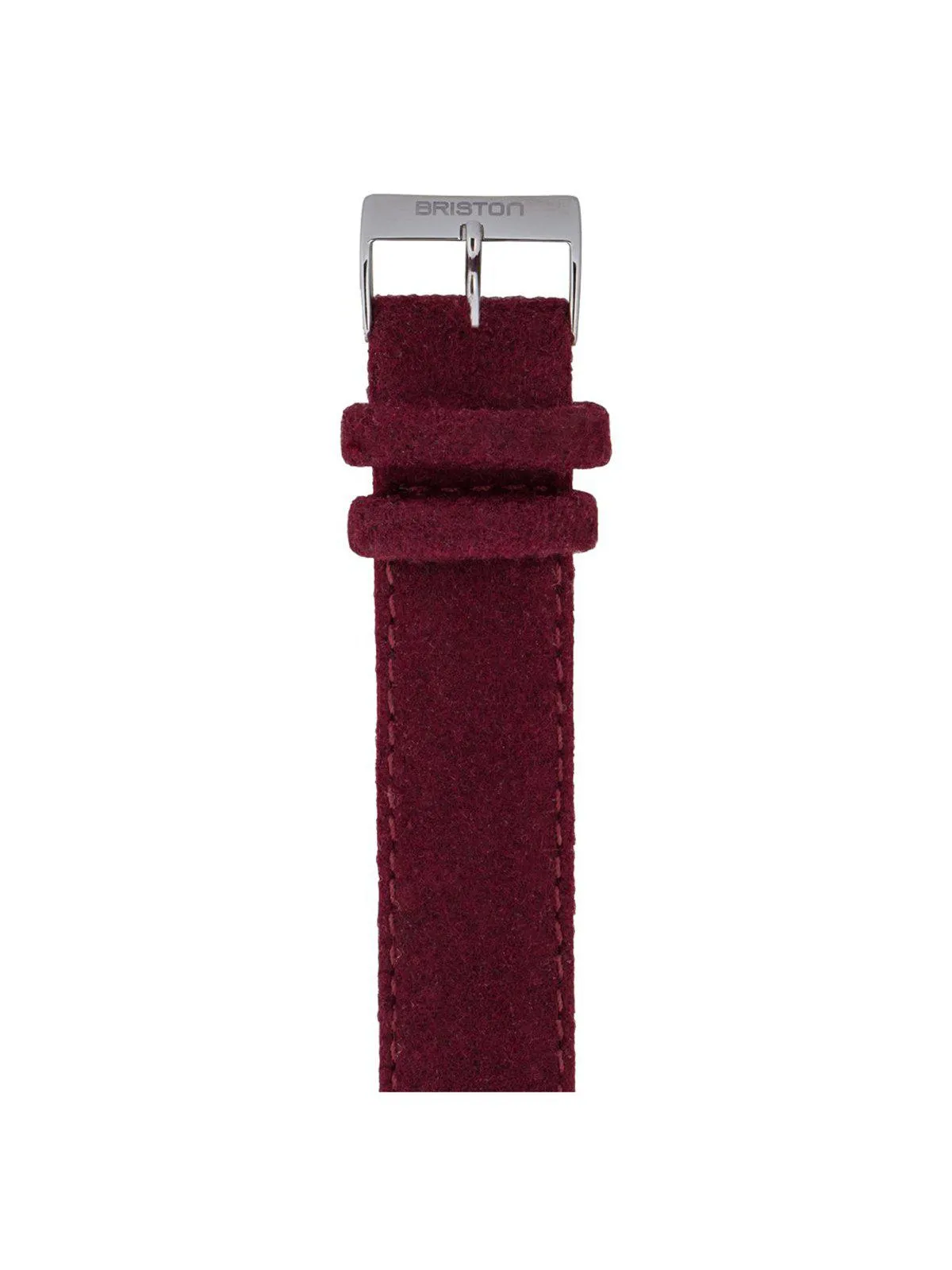 Briston Leather Flannel Strap Burgundy Polished Steel 20mm